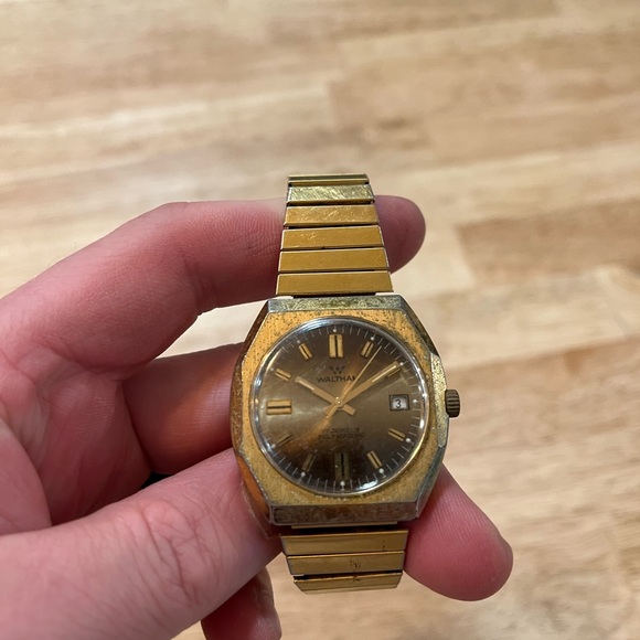 waltham Other - Runs Vtg 70's Waltham Men's Automatic Self-winding Watch 7 Jewels Gold Day Date